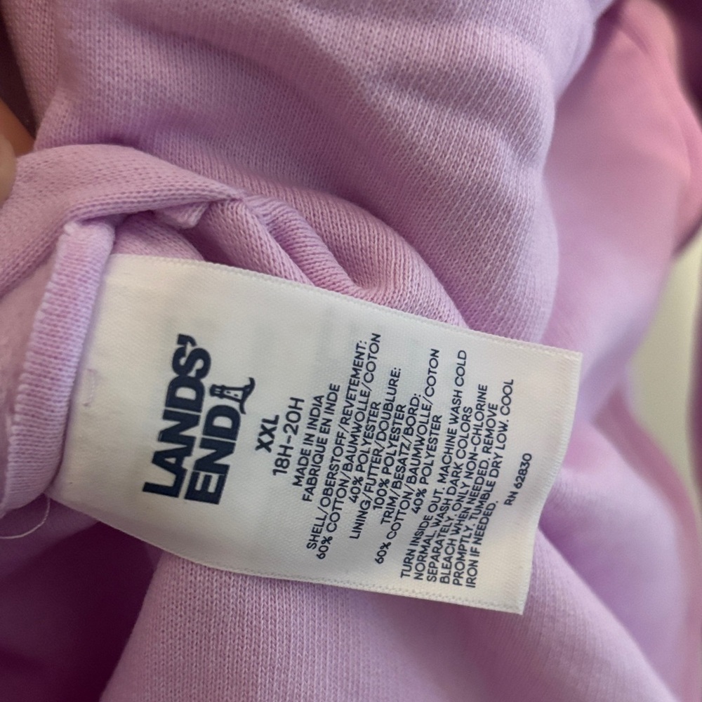 Lands’ End Lavender Zip-Up Hoodie Reversible cozy faux- Fur XXL - Girls - Picture 5 of 16